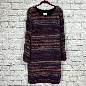 Signature by Robbie Bee Striped Flare Sleeve Dress Size Large